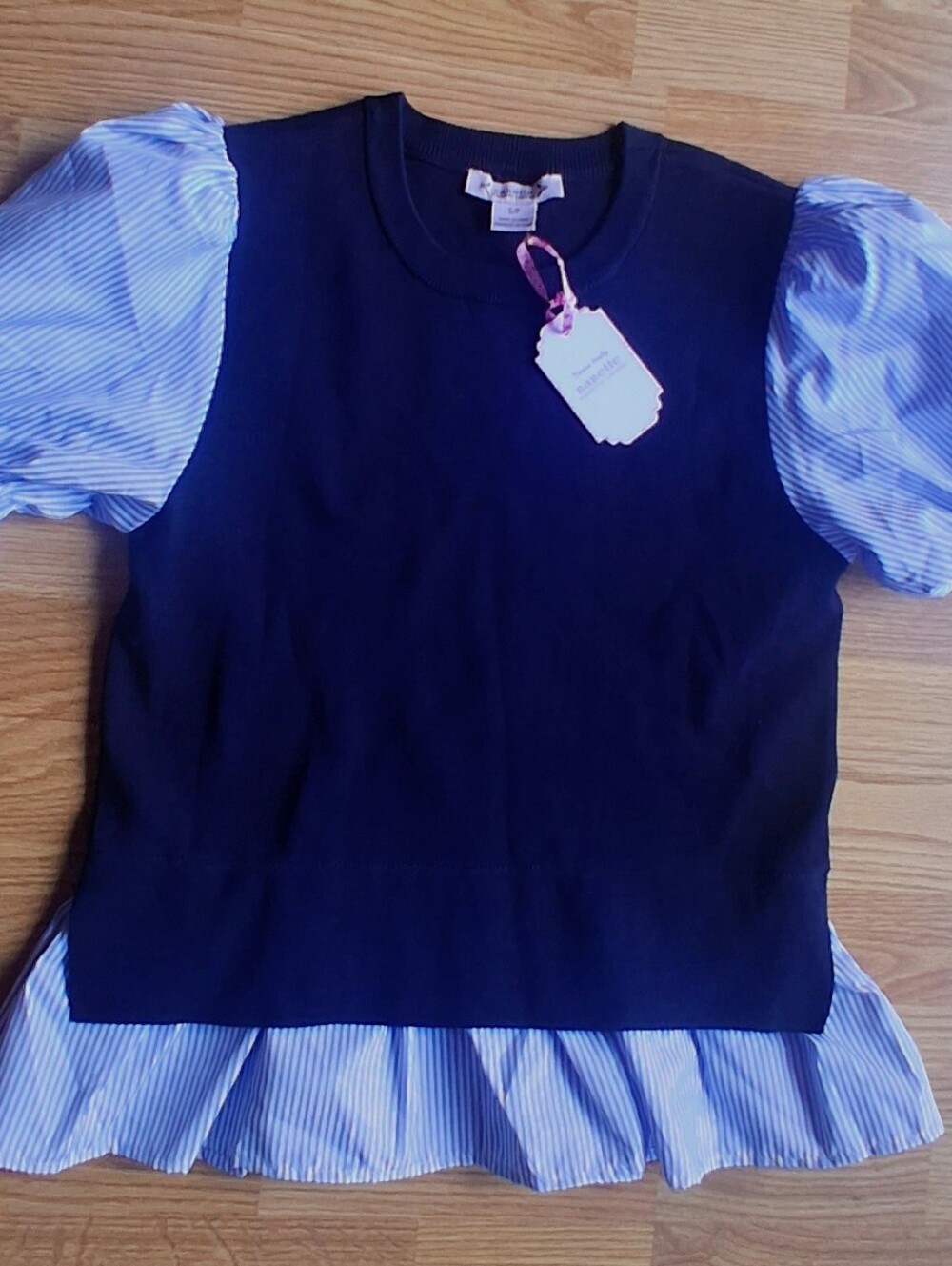 NWT Ladies Sweater, Looks Like Sweater Vest Over Top, Sz S, S Petite, MSRP $78.